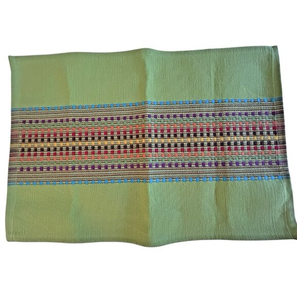 Fiesta 4 PC Placemats Woven Design Colorful Stripe Fiestaware 14x20 Green - Picture 4 of 8